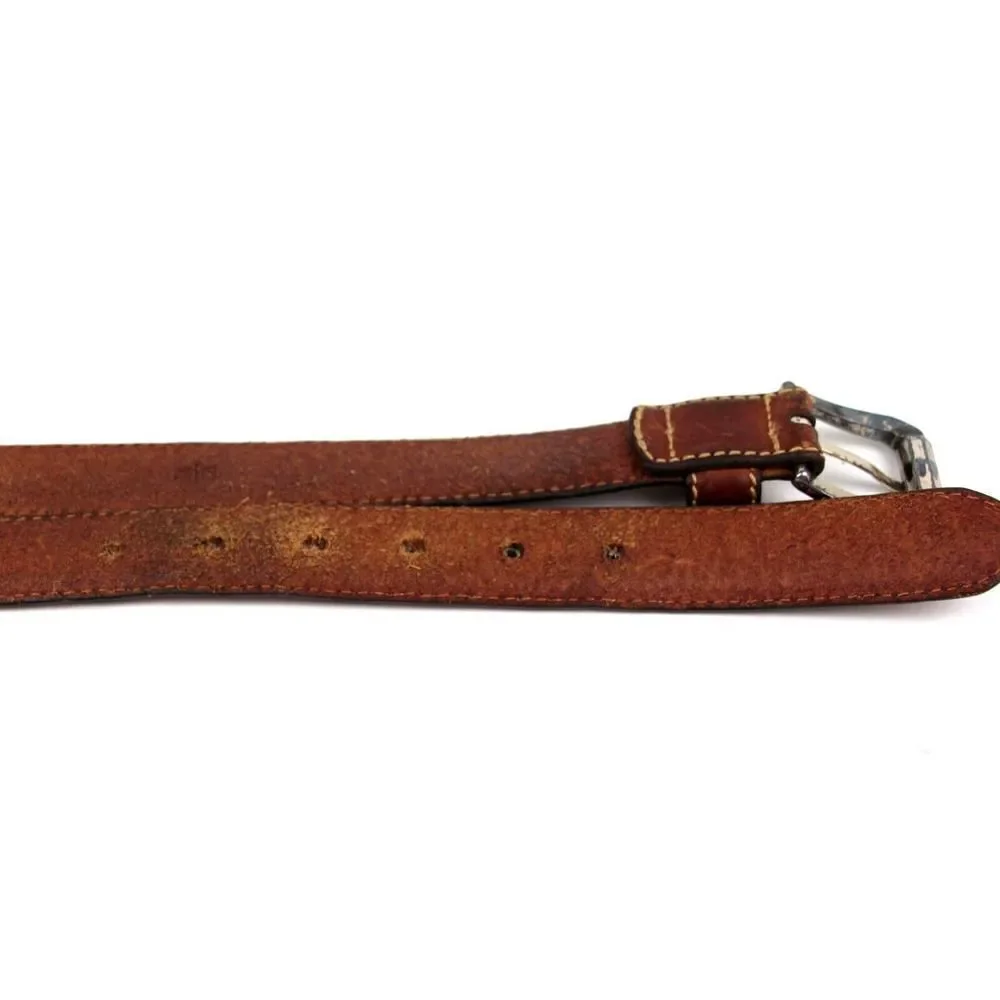 Fossil BROWN GENUINE LEATHER 1 1/8"Wd STITCH DRESS CASUAL MEN'S BELT 32/80 (X37 - Picture 16 of 16